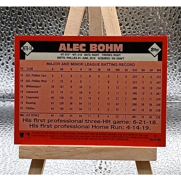 2021 Topps Chrome BEN BALLER Alec Bohm RC "SP 96 Refractor" #96TB-14 Phillies - Picture 5 of 5